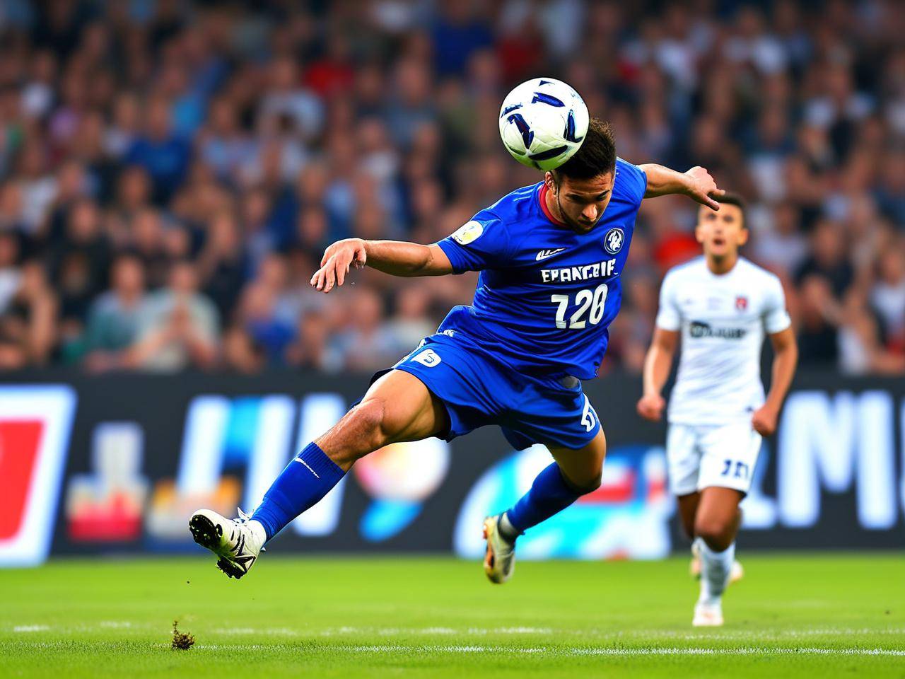 足球赛场上双方的高超技艺将比赛推向高潮